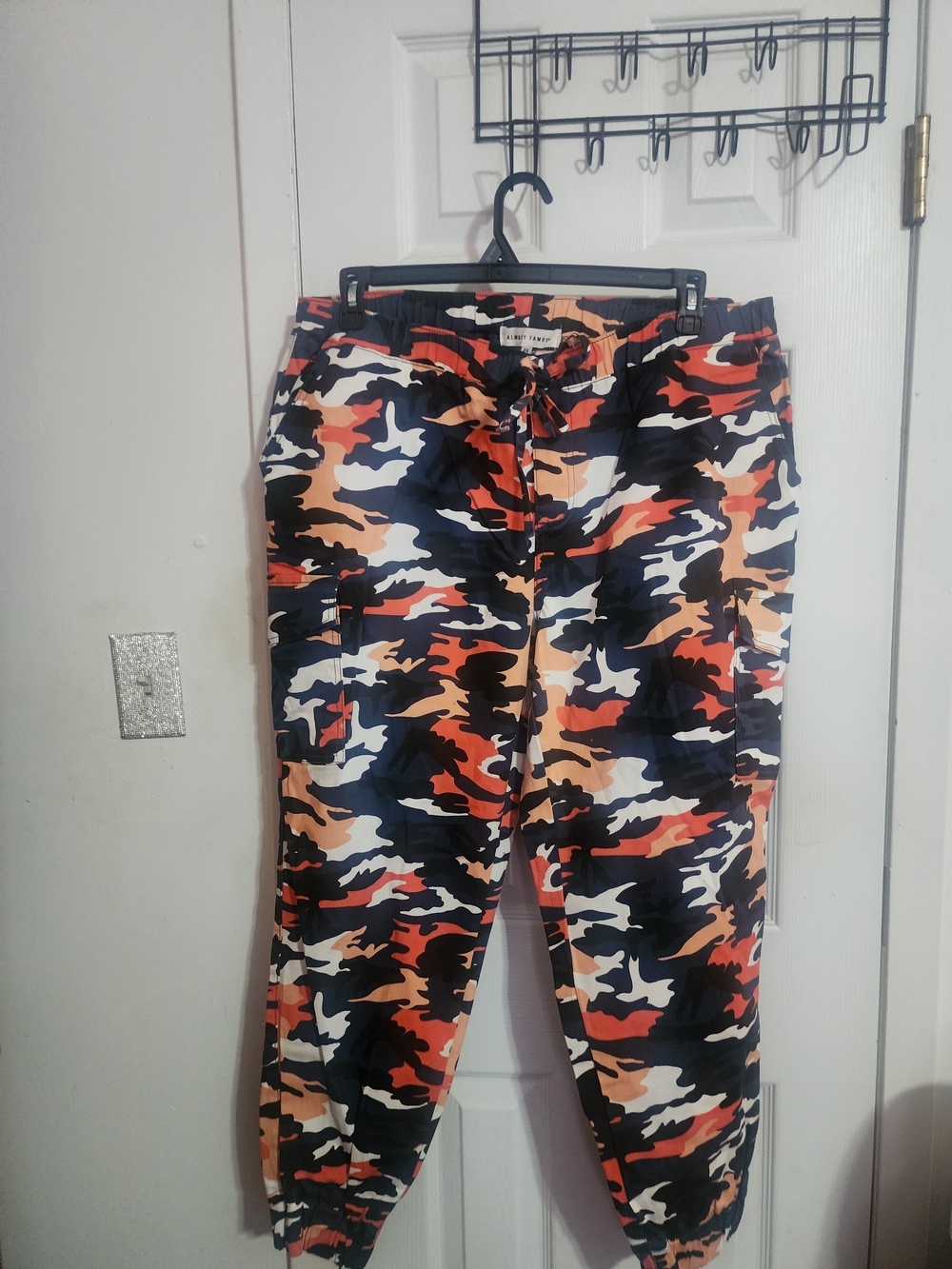 Almost Famous Orange, Navy & Cream Camo Joggers